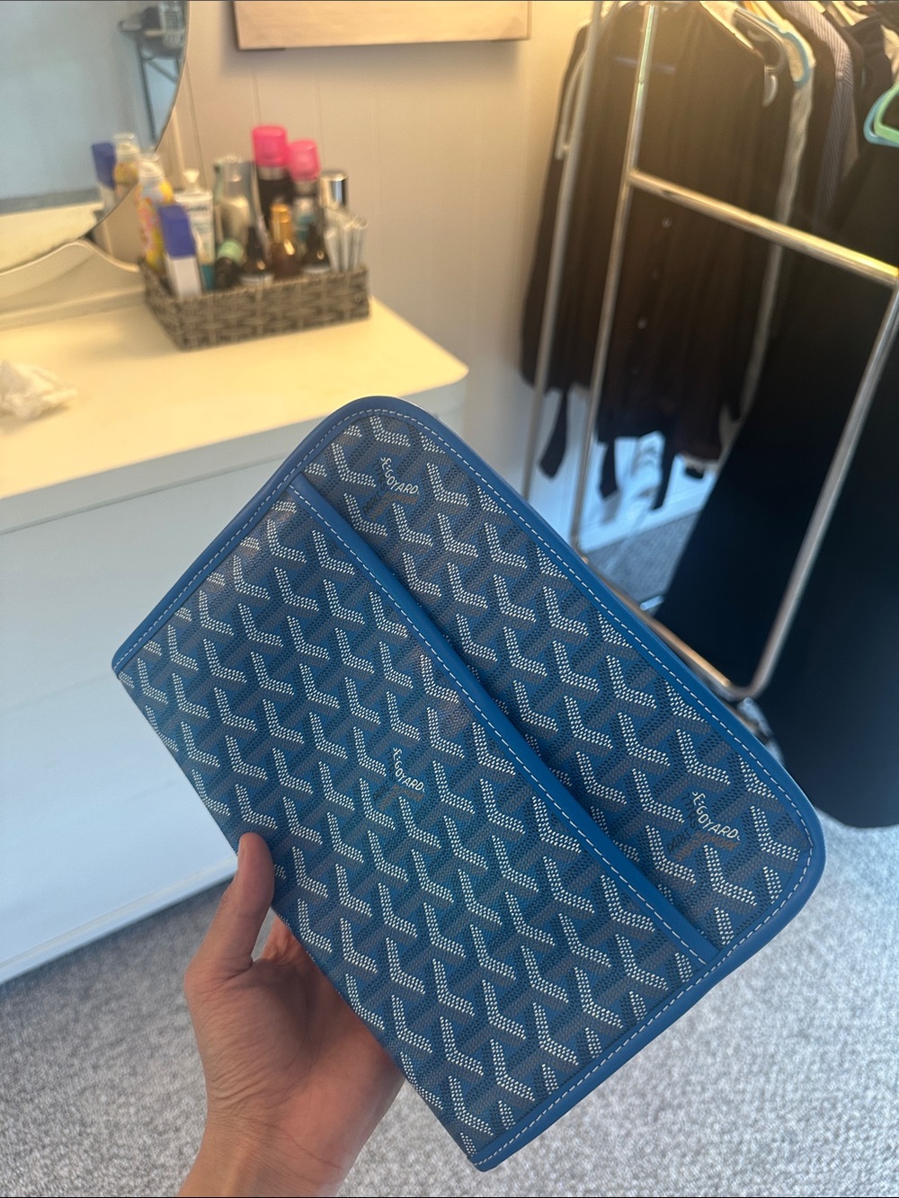 Goyard Inspired Blue Goyardine Chevron